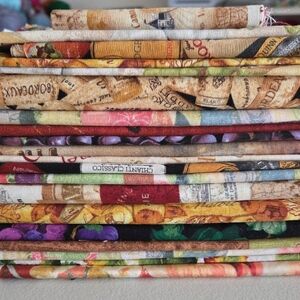 Huge WINE DRINKING SPECIAL Crafting Quilting Sewing 23 Fabric Bundle 7lbs